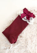 JC SOCKS | KNIEKOUS MET KANT EN STRIK BORDEAUX