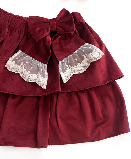 BE CHIC | VELVET SKIRT BURGUNDY