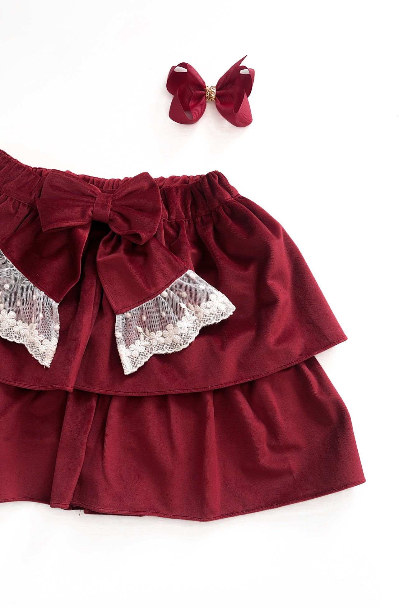 BE CHIC | VELVET SKIRT BURGUNDY
