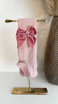 JC SOCKS | KOUSENBROEK MET VELVET STRIK ANTIEK ROZE